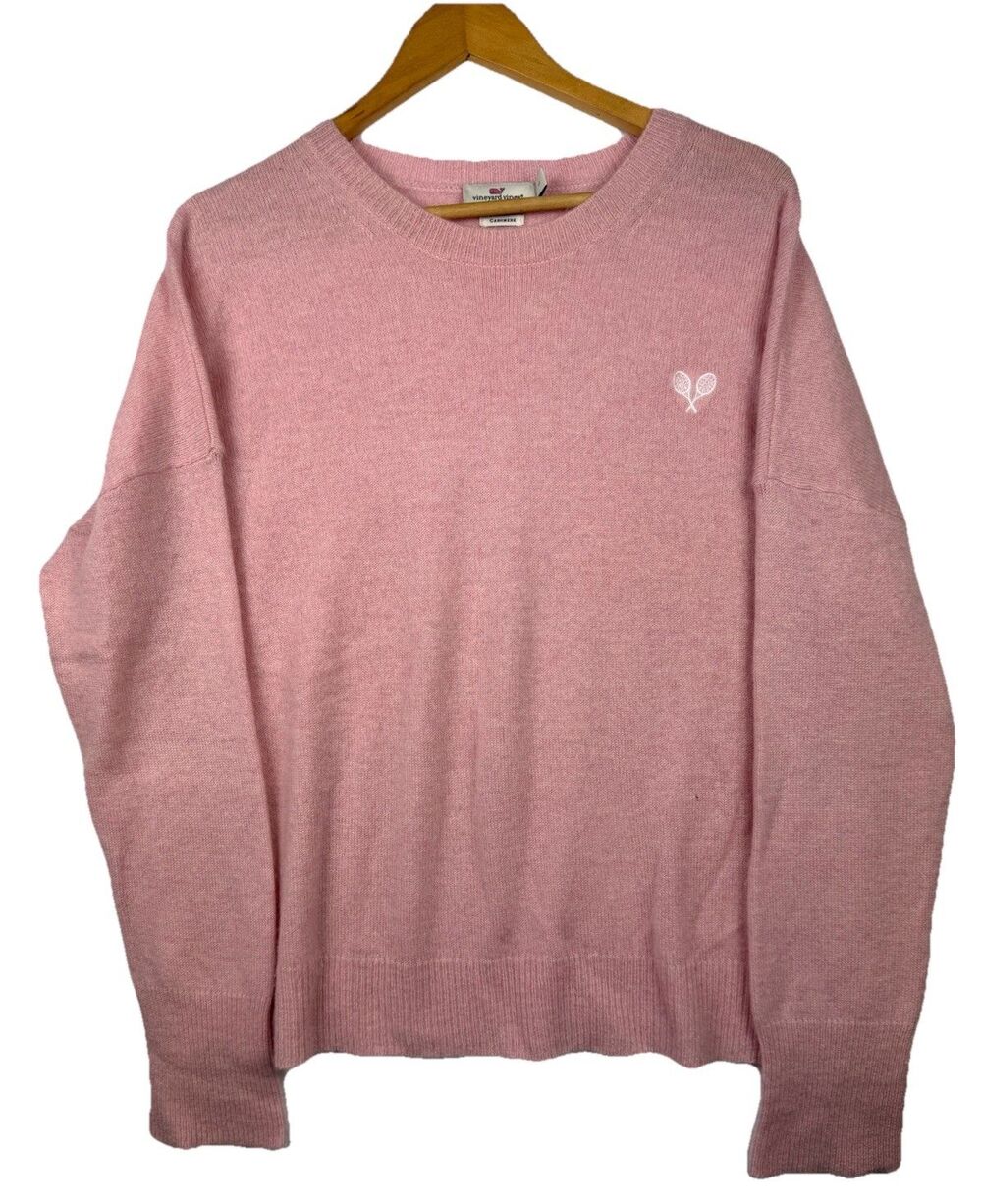 Vineyard Vines Cashmere Tennis Sweater Womens Large Embroidered Lightweight - Picture 2 of 12